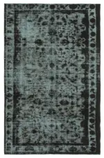 Oyma Siyah Pamuk Üzerine Yün El Dokuma Kilim-177x278