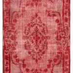 Oyma Kırmızı Pamuk Üzerine Yün El Dokuma Kilim-202x309