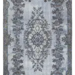 Oyma Mavi Pamuk Üzerine Yün El Dokuma Kilim-164x282