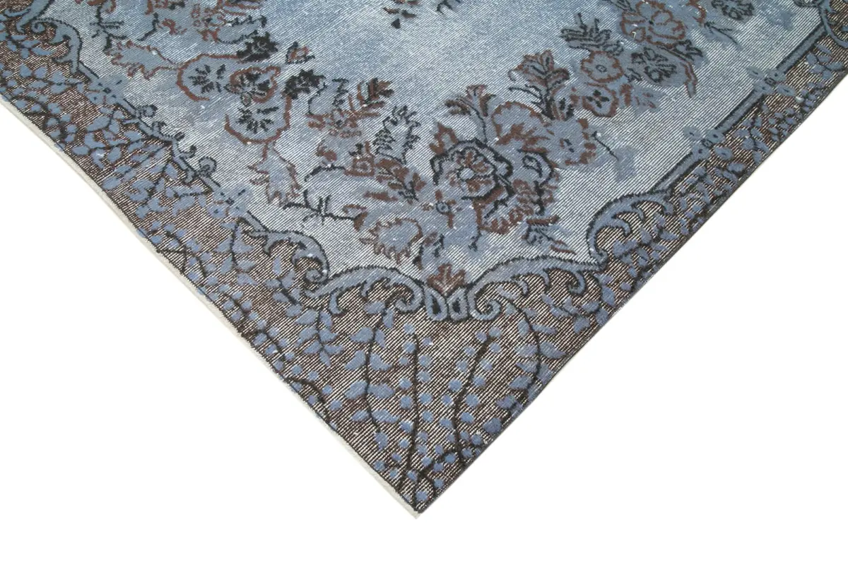 Oyma Mavi Pamuk Üzerine Yün El Dokuma Kilim-164x282 - Görsel 4