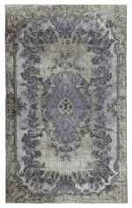 Oyma Gri Pamuk Üzerine Yün El Dokuma Kilim-168x274