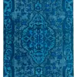 Oyma Turkuaz Pamuk Üzerine Yün El Dokuma Kilim-161x260