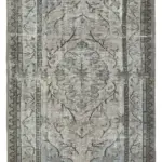 Oyma Gri Pamuk Üzerine Yün El Dokuma Kilim-172x282