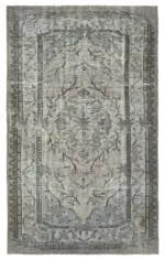 Oyma Gri Pamuk Üzerine Yün El Dokuma Kilim-172x282