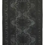 Oyma Siyah Pamuk Üzerine Yün El Dokuma Kilim-141x358