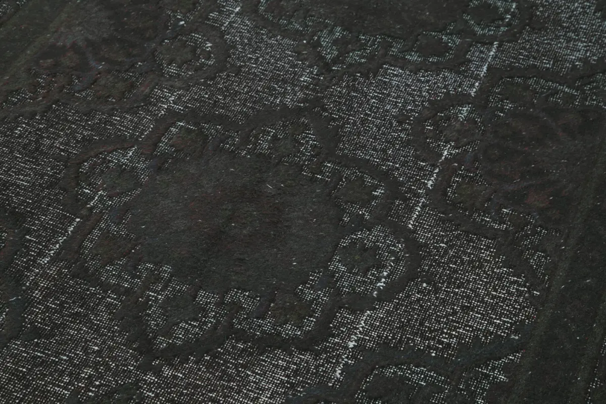 Oyma Siyah Pamuk Üzerine Yün El Dokuma Kilim-141x358 - Görsel 5