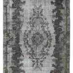 Oyma Gri Pamuk Üzerine Yün El Dokuma Kilim-164x286