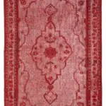 Oyma Kırmızı Pamuk Üzerine Yün El Dokuma Kilim-205x334