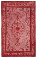 Oyma Kırmızı Pamuk Üzerine Yün El Dokuma Kilim-205x334