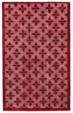 Oyma Kırmızı Pamuk Üzerine Yün El Dokuma Kilim-180x280