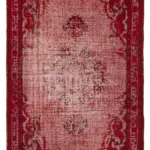 Oyma Kırmızı Pamuk Üzerine Yün El Dokuma Kilim-170x261