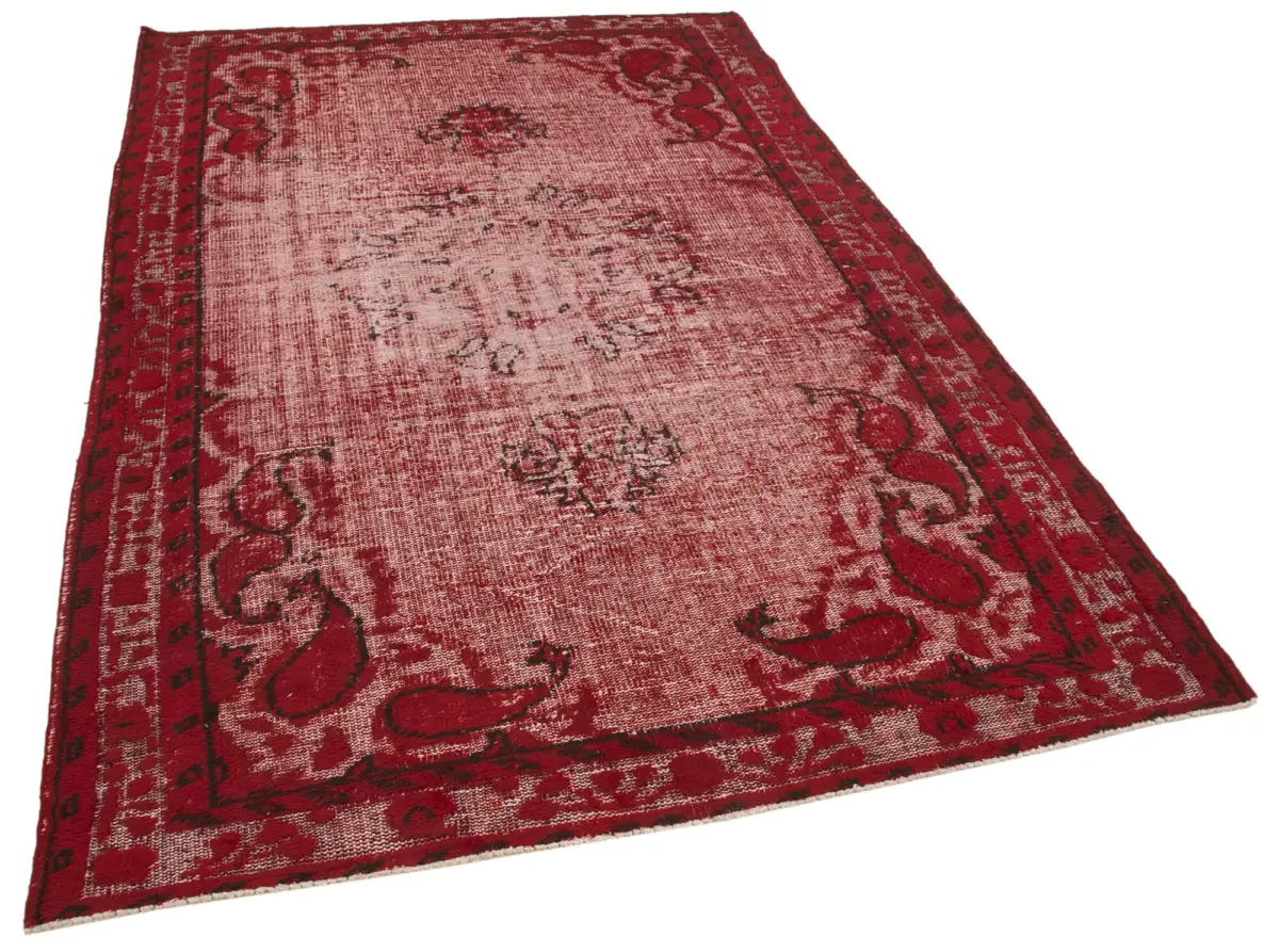Oyma Kırmızı Pamuk Üzerine Yün El Dokuma Kilim-170x261 - Görsel 2