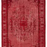Oyma Kırmızı Pamuk Üzerine Yün El Dokuma Kilim-179x286