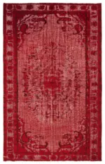 Oyma Kırmızı Pamuk Üzerine Yün El Dokuma Kilim-179x286