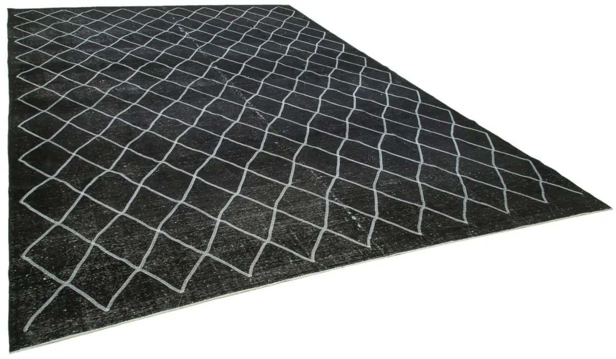 Modern Halı- Siyah Pamuk Üzerine Yün El Dokuma Halı-307x434 - Görsel 2