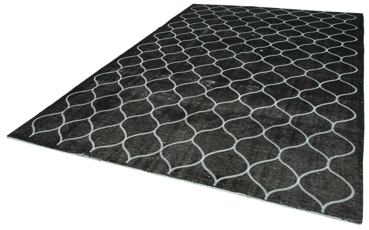 Modern Halı- Siyah Pamuk Üzerine Yün El Dokuma Halı-253x365 - Görsel 3