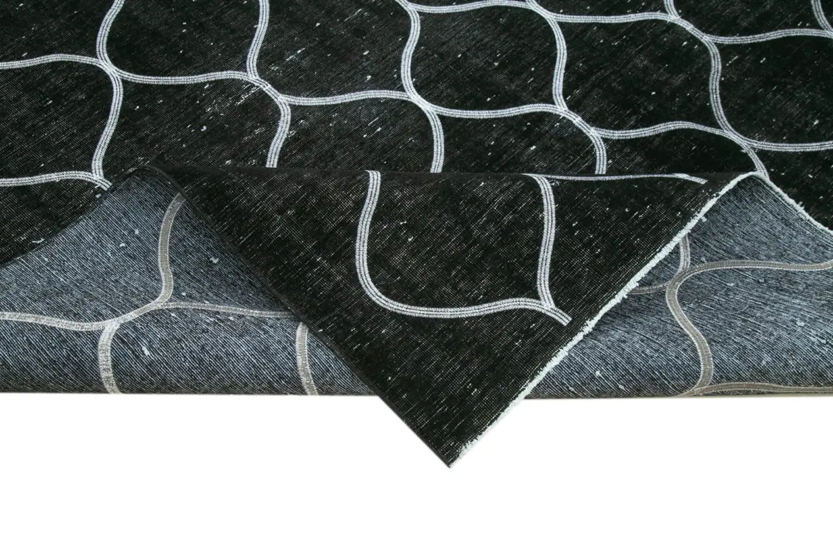 Modern Halı- Siyah Pamuk Üzerine Yün El Dokuma Halı-253x365 - Görsel 6