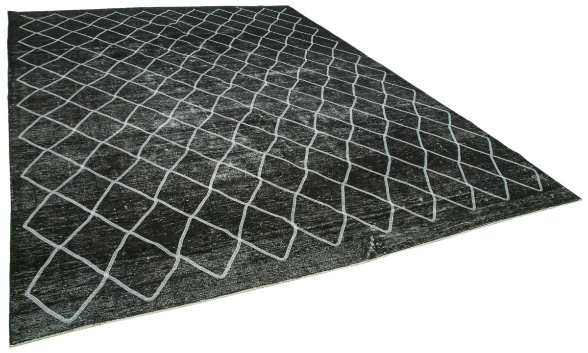 Modern Halı- Siyah Pamuk Üzerine Yün El Dokuma Halı-290x400 - Görsel 2