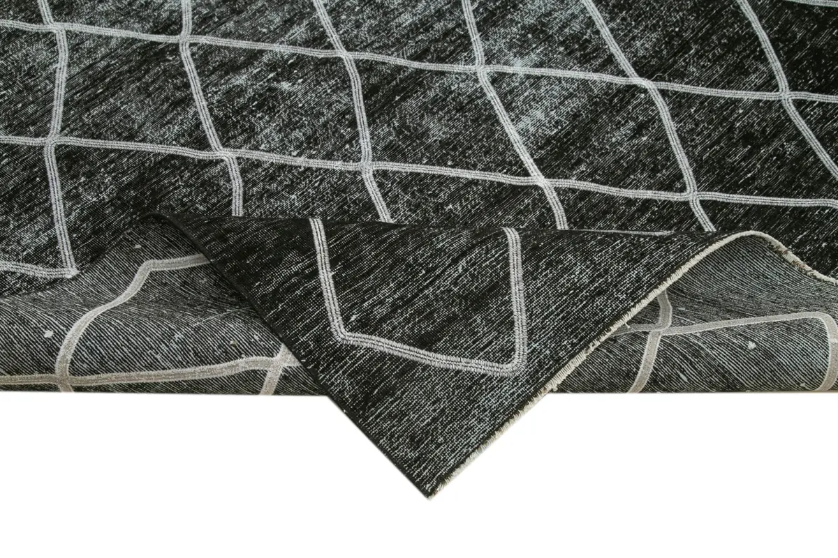 Modern Halı- Siyah Pamuk Üzerine Yün El Dokuma Halı-290x400 - Görsel 6