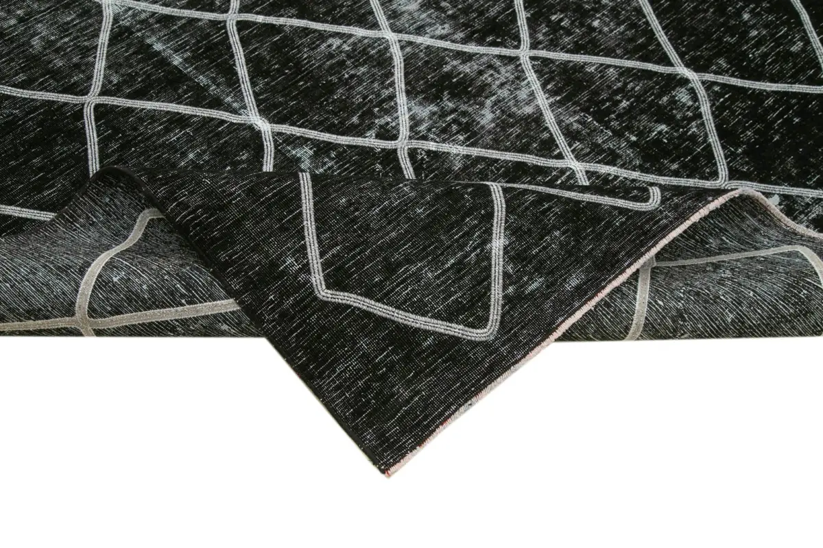 Modern Halı- Siyah Pamuk Üzerine Yün El Dokuma Halı-302x369 - Görsel 6