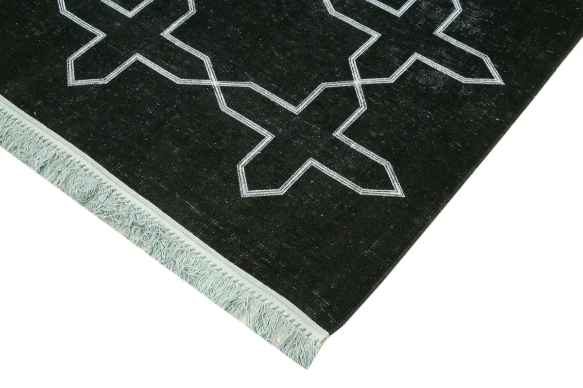 Modern Halı- Siyah Pamuk Üzerine Yün El Dokuma Halı-266x385 - Görsel 4