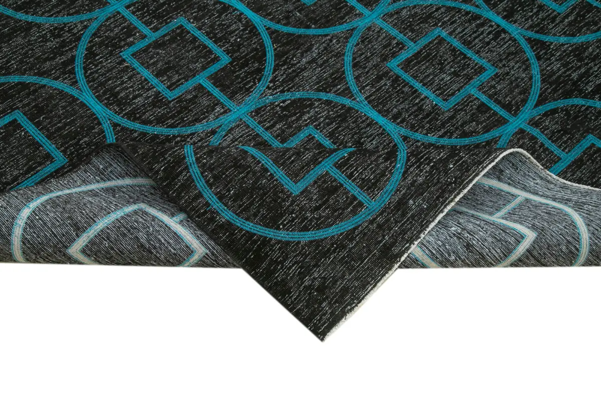 Modern Halı- Siyah Pamuk Üzerine Yün El Dokuma Halı-289x417 - Görsel 6