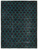 Modern Halı- Siyah Pamuk Üzerine Yün El Dokuma Halı-312x406