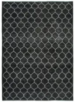 Modern Halı- Siyah Pamuk Üzerine Yün El Dokuma Halı-279x387