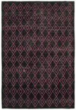 Modern Halı- Siyah Pamuk Üzerine Yün El Dokuma Halı-284x412