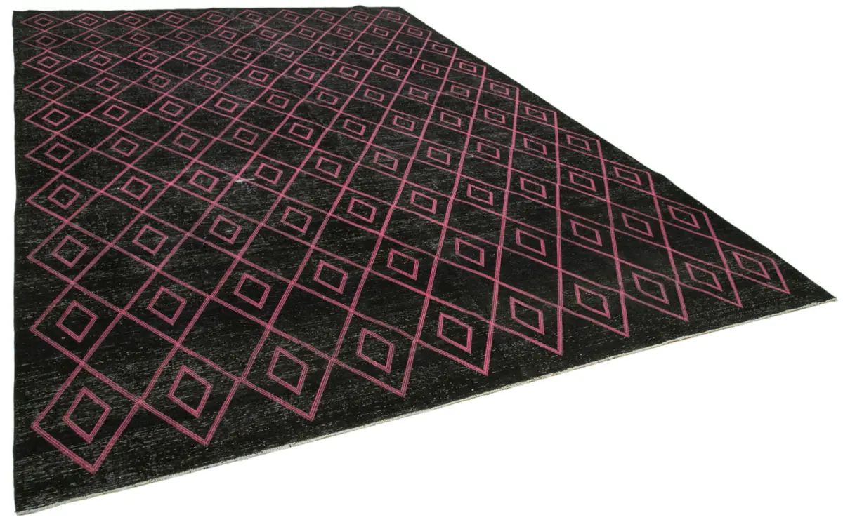 Modern Halı- Siyah Pamuk Üzerine Yün El Dokuma Halı-284x412 - Görsel 2