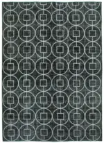 Modern Halı- Siyah Pamuk Üzerine Yün El Dokuma Halı-246x340