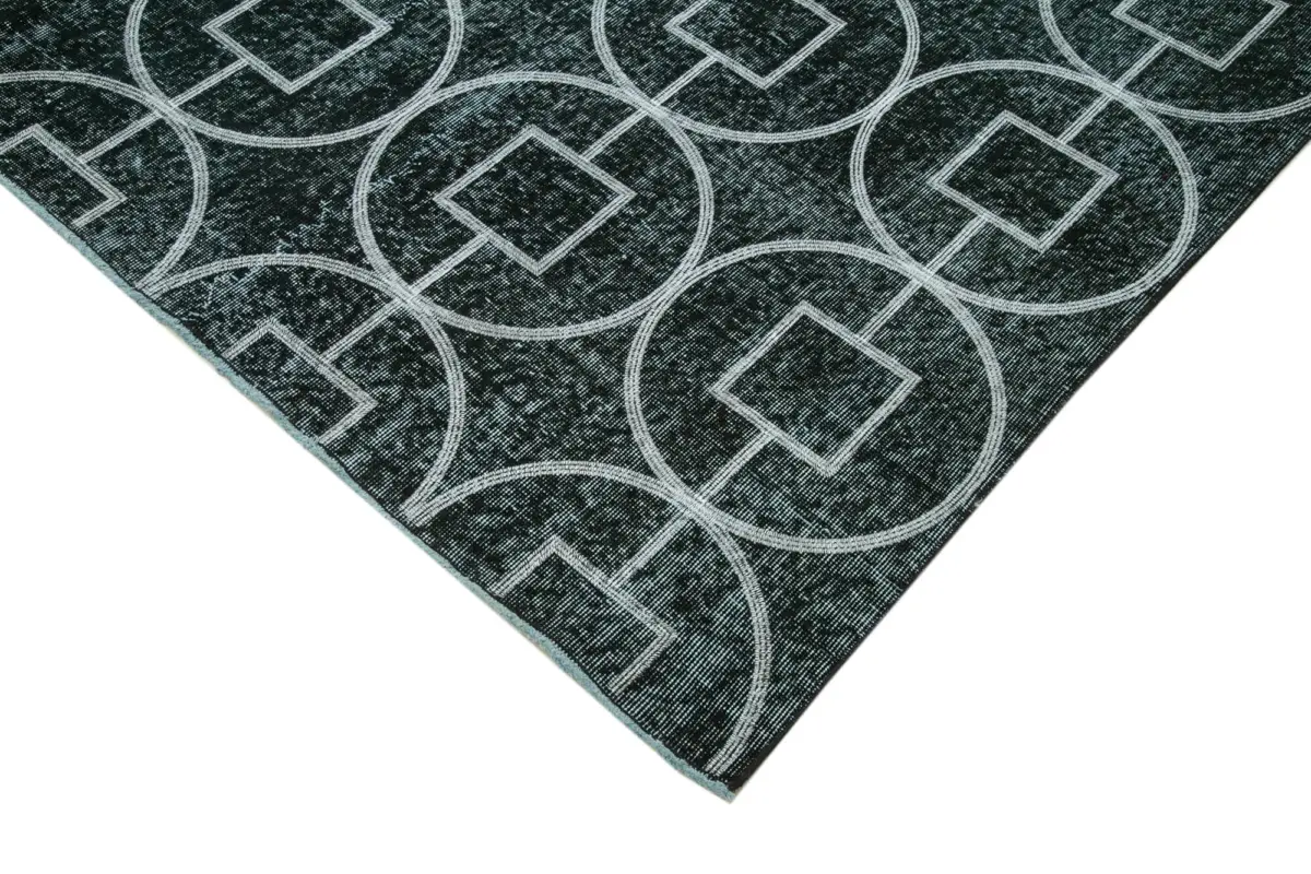 Modern Halı- Siyah Pamuk Üzerine Yün El Dokuma Halı-246x340 - Görsel 4