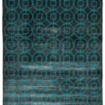 Modern Halı- Siyah Pamuk Üzerine Yün El Dokuma Halı-292x420