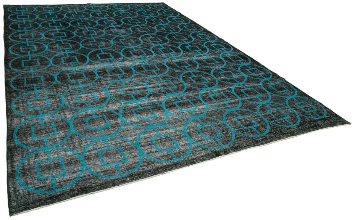 Modern Halı- Siyah Pamuk Üzerine Yün El Dokuma Halı-292x420 - Görsel 2