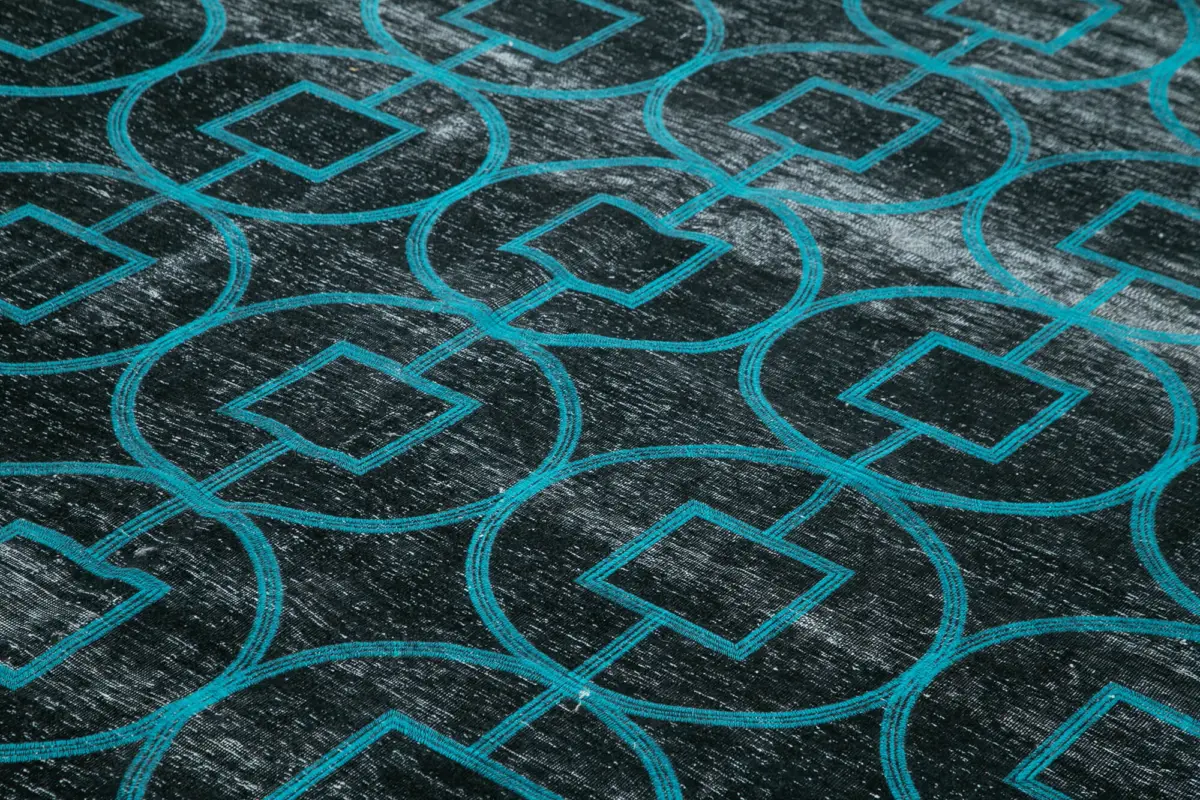 Modern Halı- Siyah Pamuk Üzerine Yün El Dokuma Halı-292x420 - Görsel 5