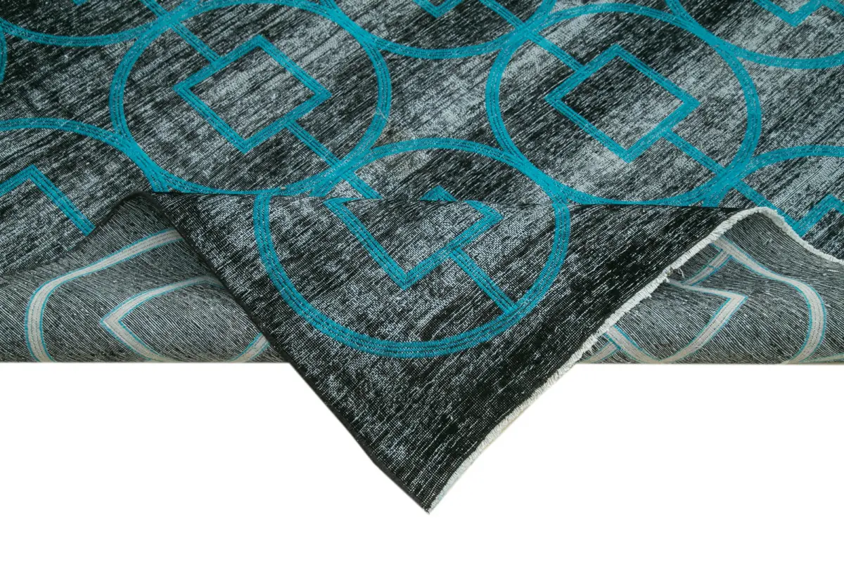 Modern Halı- Siyah Pamuk Üzerine Yün El Dokuma Halı-292x420 - Görsel 6