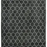 Modern Halı- Siyah Pamuk Üzerine Yün El Dokuma Halı-290x394