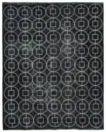 Modern Halı- Siyah Pamuk Üzerine Yün El Dokuma Halı-303x377