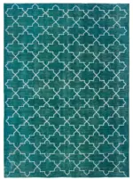 Modern Halı- Turkuaz Pamuk Üzerine Yün El Dokuma Halı-287x391