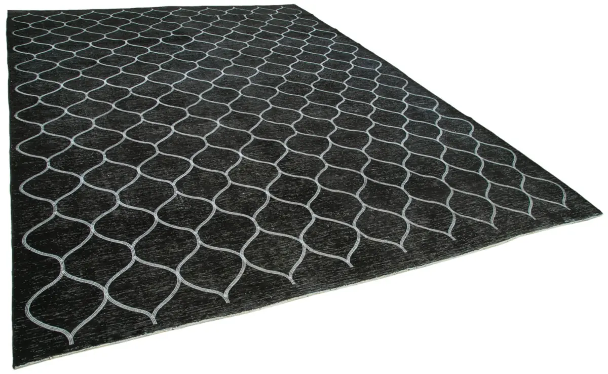 Modern Halı- Siyah Pamuk Üzerine Yün El Dokuma Halı-297x416 - Görsel 2