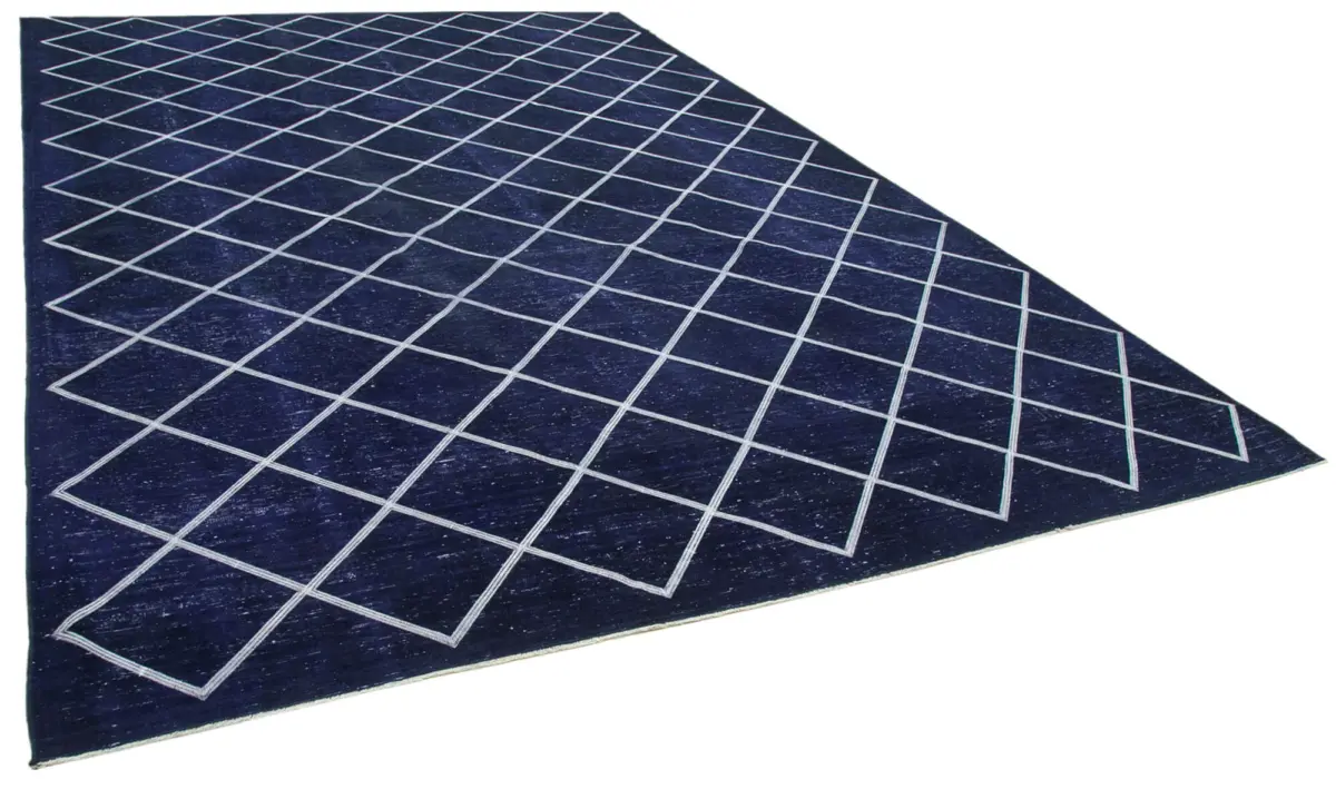 Modern Halı- Mavi Pamuk Üzerine Yün El Dokuma Halı-293x431 - Görsel 2