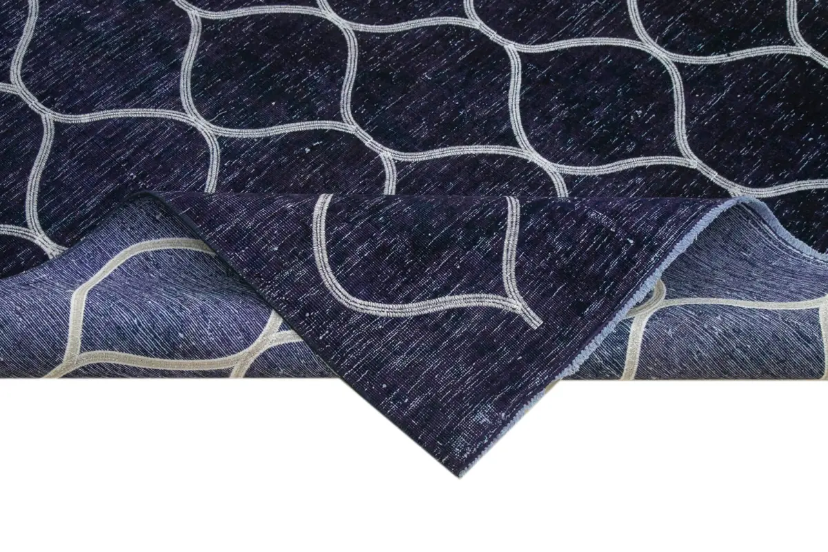 Modern Halı- Mavi Pamuk Üzerine Yün El Dokuma Halı-286x396 - Görsel 6