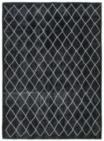 Modern Halı- Siyah Pamuk Üzerine Yün El Dokuma Halı-293x394