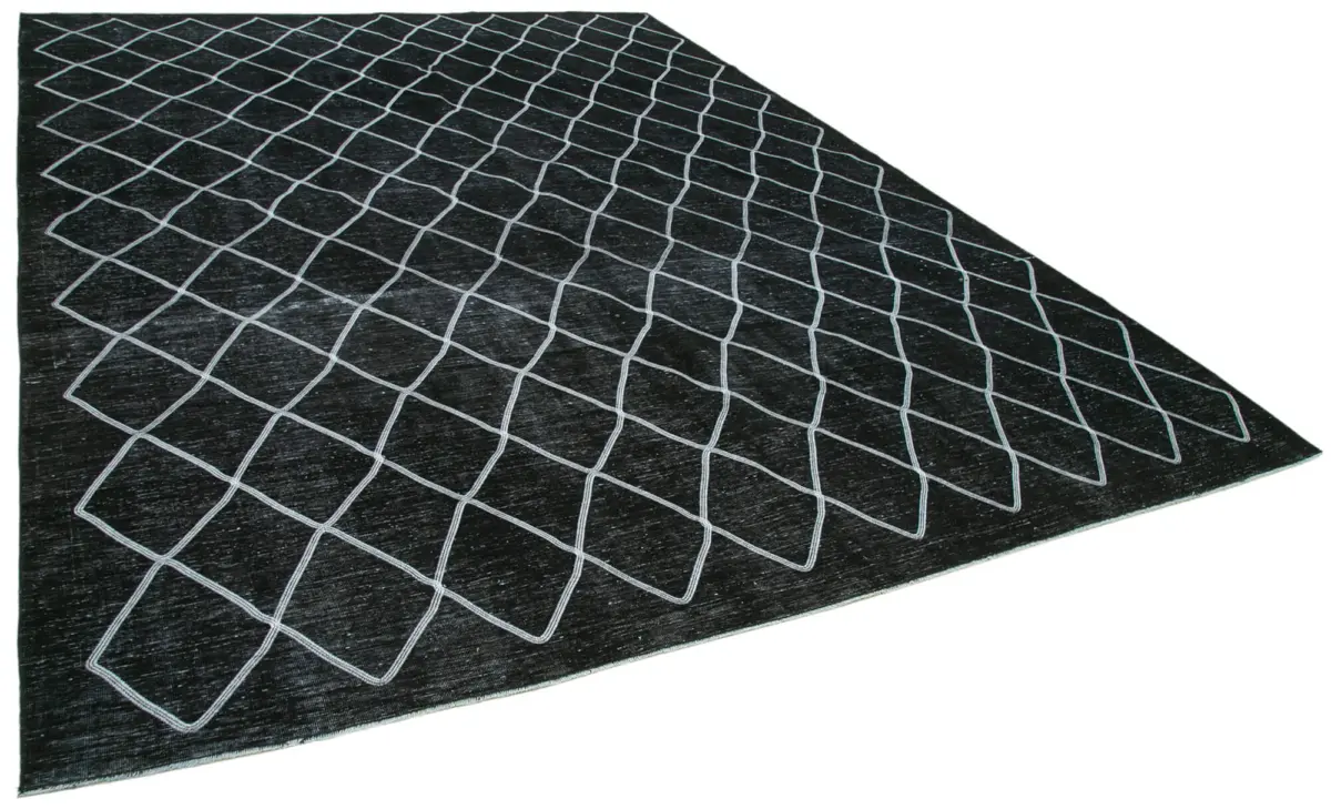 Modern Halı- Siyah Pamuk Üzerine Yün El Dokuma Halı-293x394 - Görsel 2