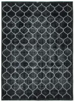 Modern Halı- Siyah Pamuk Üzerine Yün El Dokuma Halı-262x357