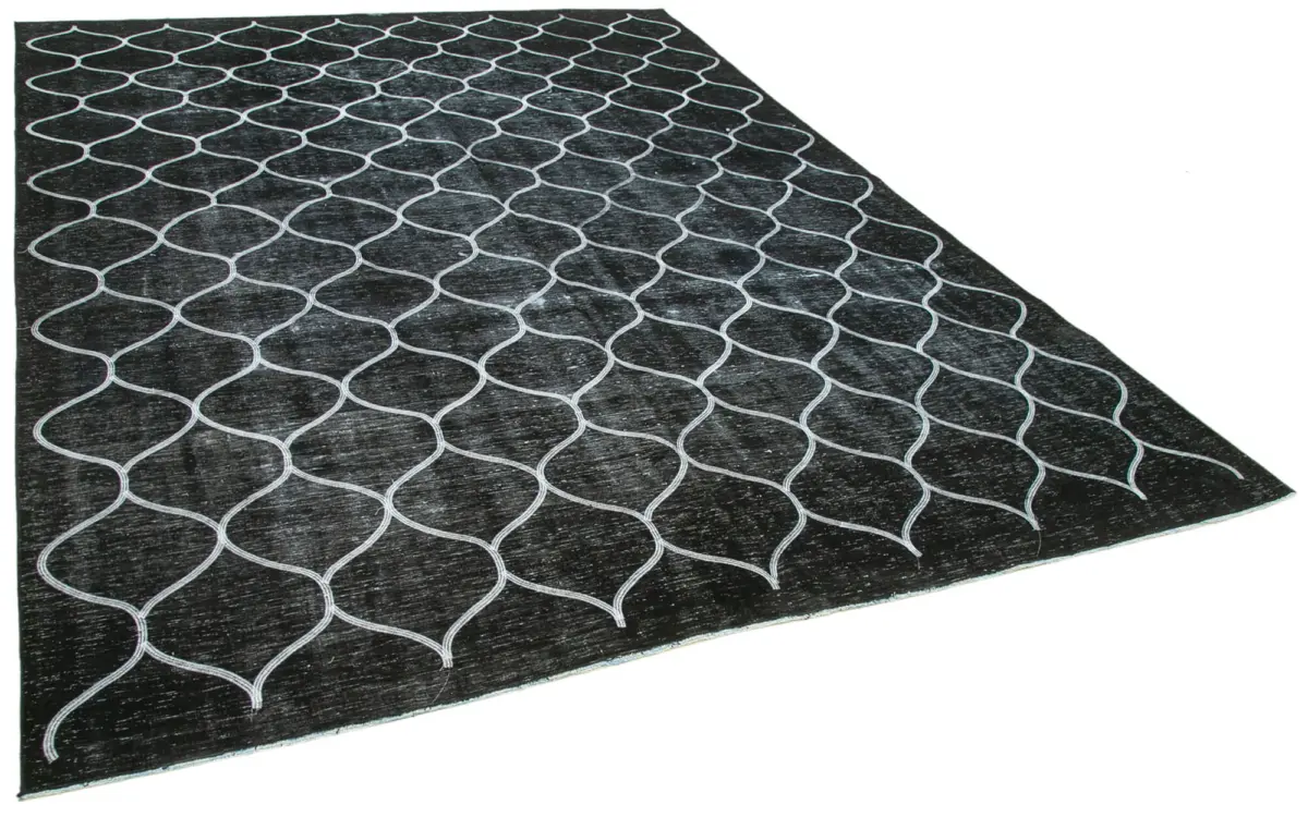 Modern Halı- Siyah Pamuk Üzerine Yün El Dokuma Halı-262x357 - Görsel 2