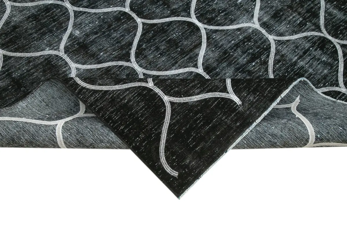 Modern Halı- Siyah Pamuk Üzerine Yün El Dokuma Halı-262x357 - Görsel 6