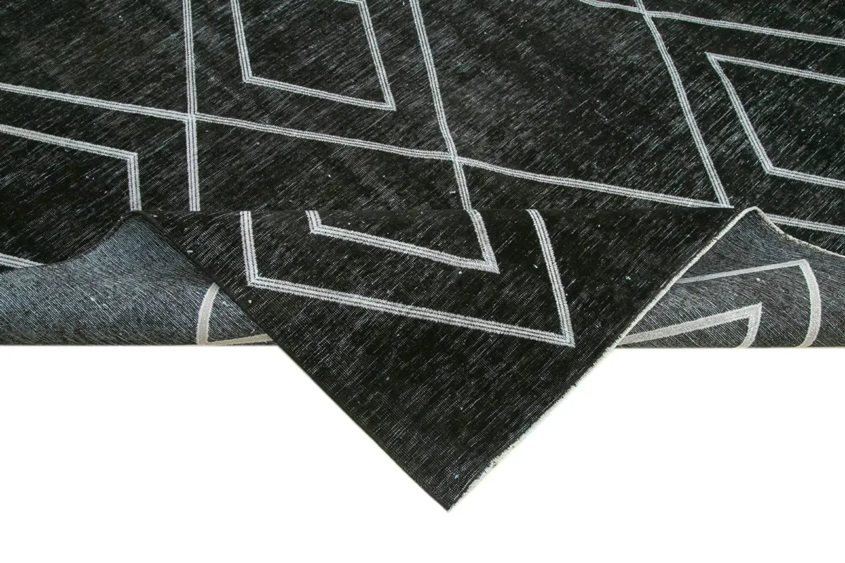 Modern Halı- Siyah Pamuk Üzerine Yün El Dokuma Halı-284x408 - Görsel 6