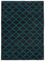 Modern Halı- Siyah Pamuk Üzerine Yün El Dokuma Halı-283x385