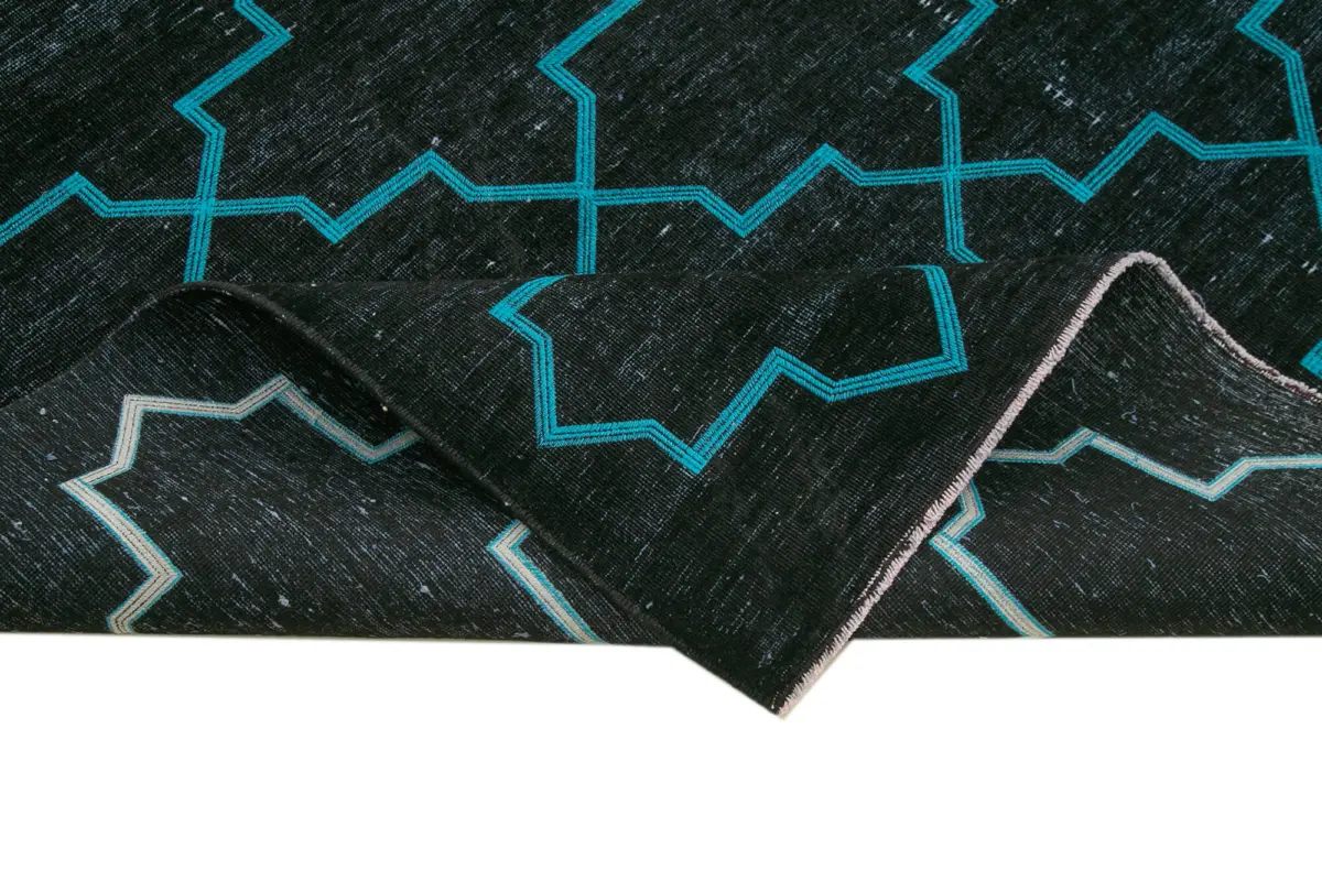 Modern Halı- Siyah Pamuk Üzerine Yün El Dokuma Halı-283x385 - Görsel 6